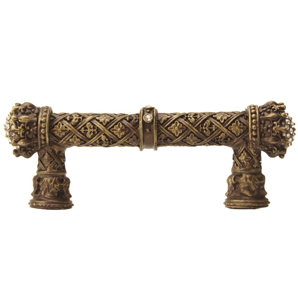 Carpe Diem 6328-3C Crowning Glory Queen Elizabeth Antique Brass Queen Elizabeth 3'' O.C. Pull W/ Swarovski Crystals