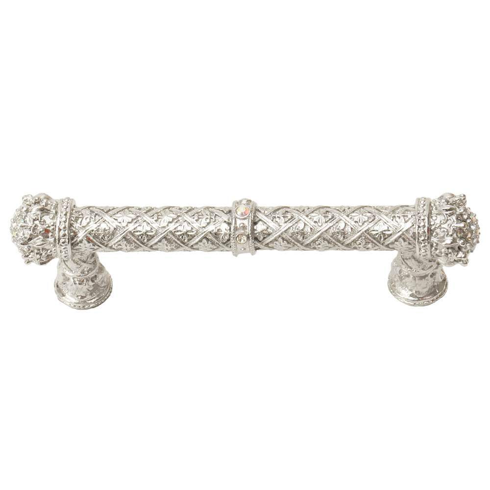 Carpe Diem Hardware - Carpe Diem 6329-24Cab Crowning Glory Queen Elizabeth Platinum Queen Elizabeth 4'' O.C. Pull W/ Swarovski Crystals - Platinum