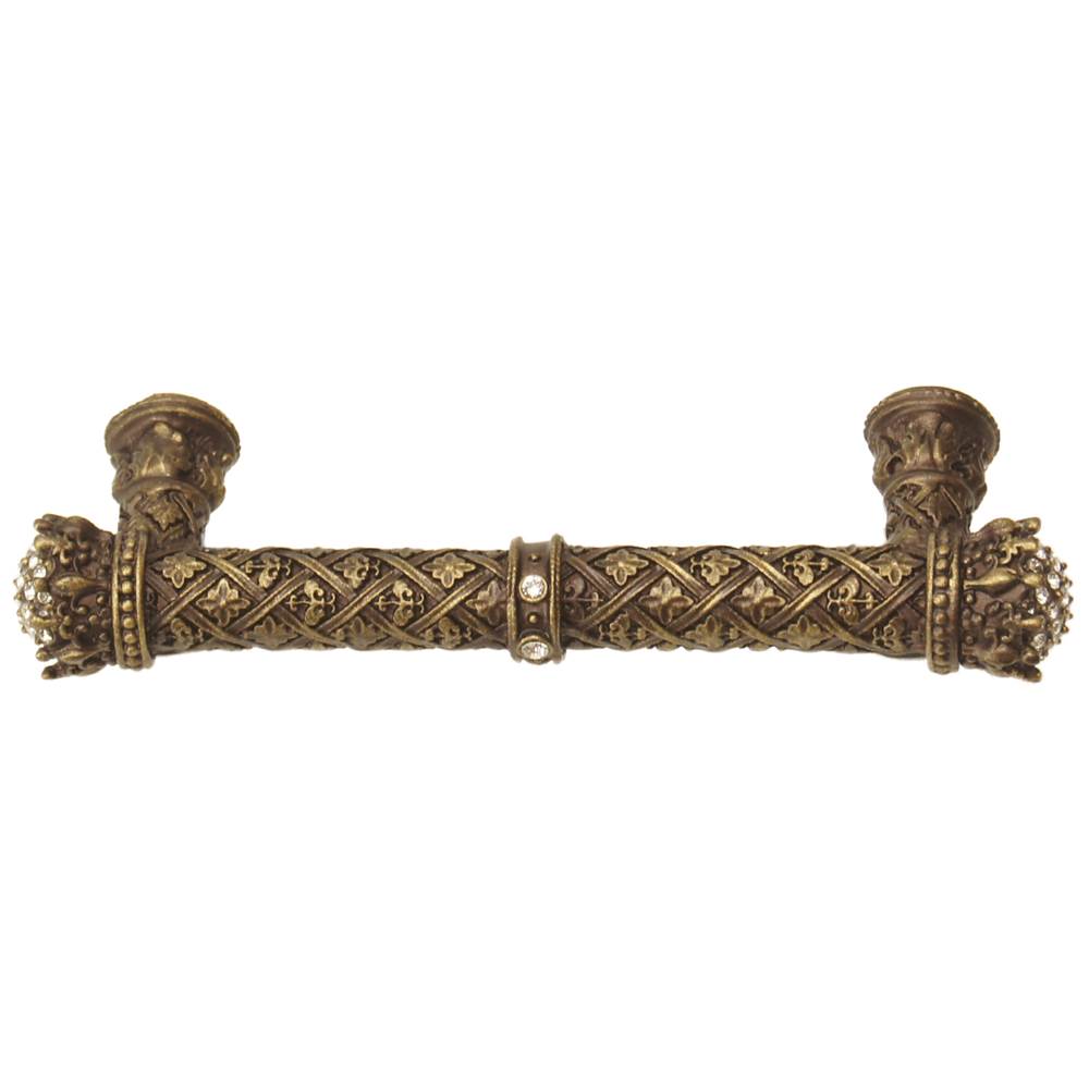 Carpe Diem 6329-3C Crowning Glory Queen Elizabeth Antique Brass Queen Elizabeth 4'' O.C. Pull W/ Swarovski Crystals