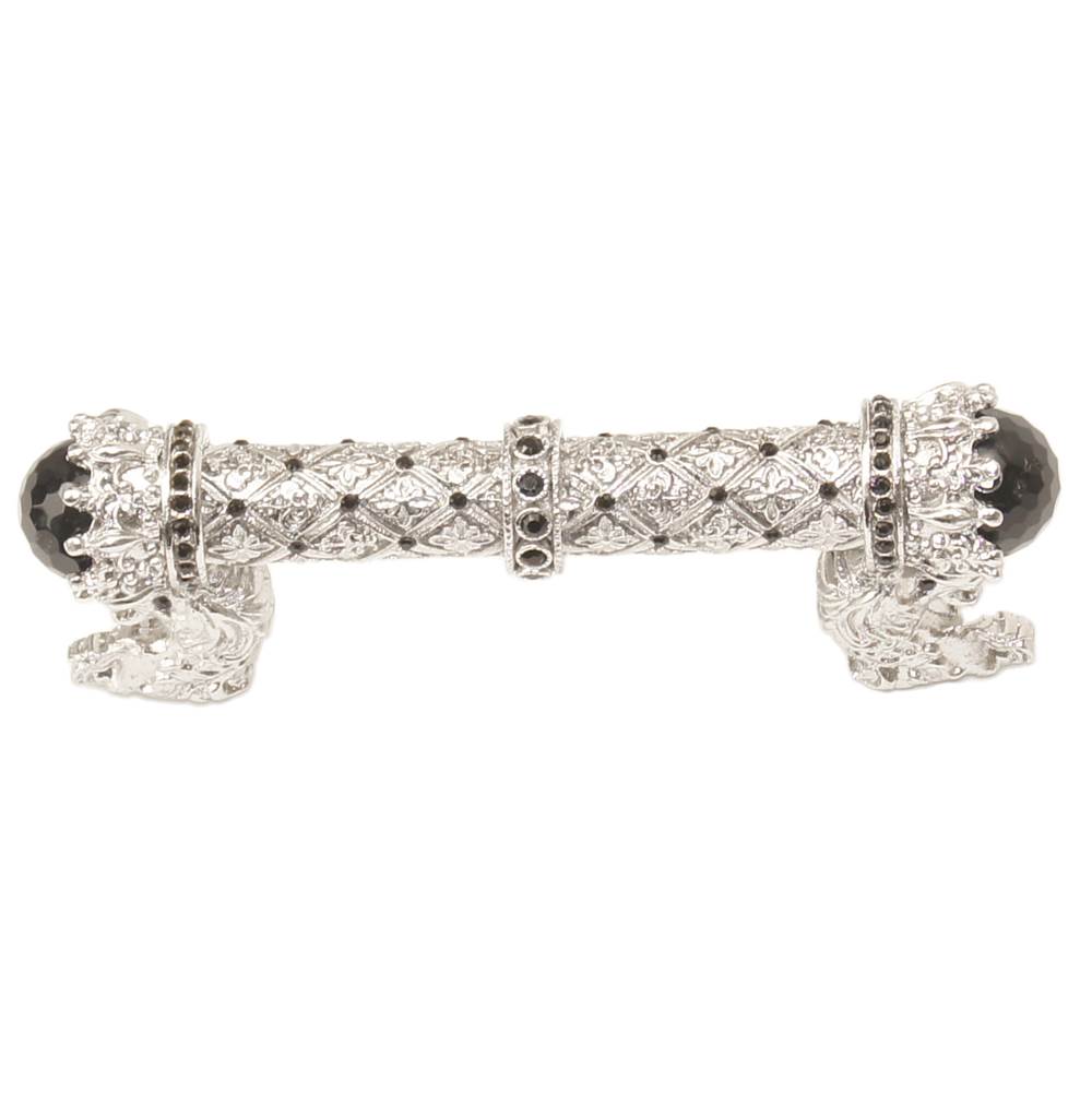 Carpe Diem Hardware - Carpe Diem 6520-24Jox Crowning Glory Queen Penelope Platinum Queen Penelope 3'' O.C. Pull W/ Swarovski Crystals and Semi-Precious Stones - Platinum