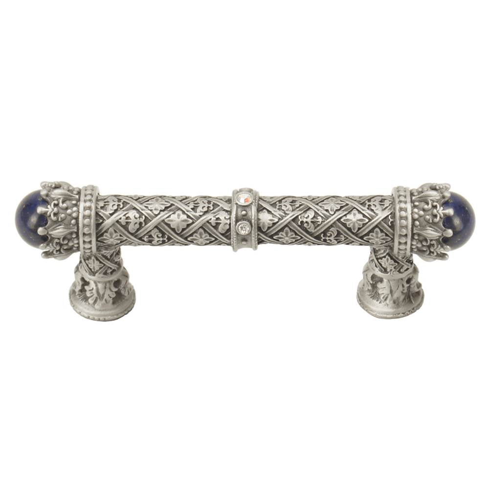 Carpe Diem Hardware - Carpe Diem 6528-11.Cablap Crowning Glory Queen Penelope Satin Queen Penelope 3'' O.C. Pull W/ Swarovski Crystals and Semi-Precious Stones - Satin
