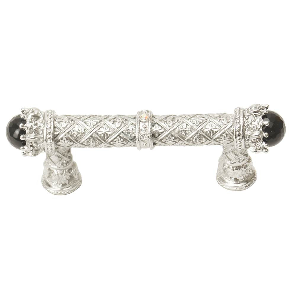 Carpe Diem Hardware - Carpe Diem 6528-24Cox Crowning Glory Queen Penelope Platinum Queen Penelope 3'' O.C. Pull W/ Swarovski Crystals and Semi-Precious Stones - Platinum
