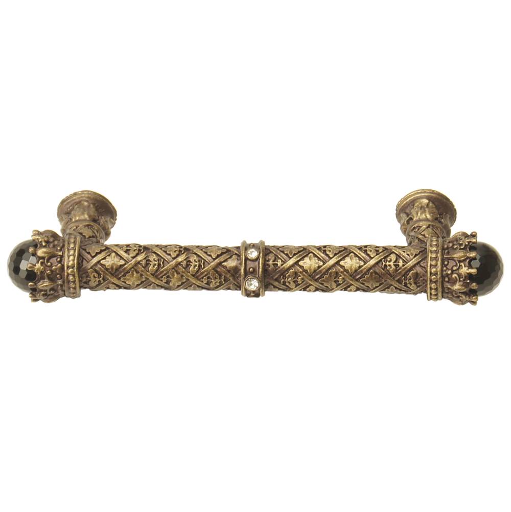 Carpe Diem 6529-3Cox Crowning Glory Queen Penelope Antique Brass Queen Penelope 4'' O.C. Pull W/ Swarovski Crystals and Semi-Precious Stones