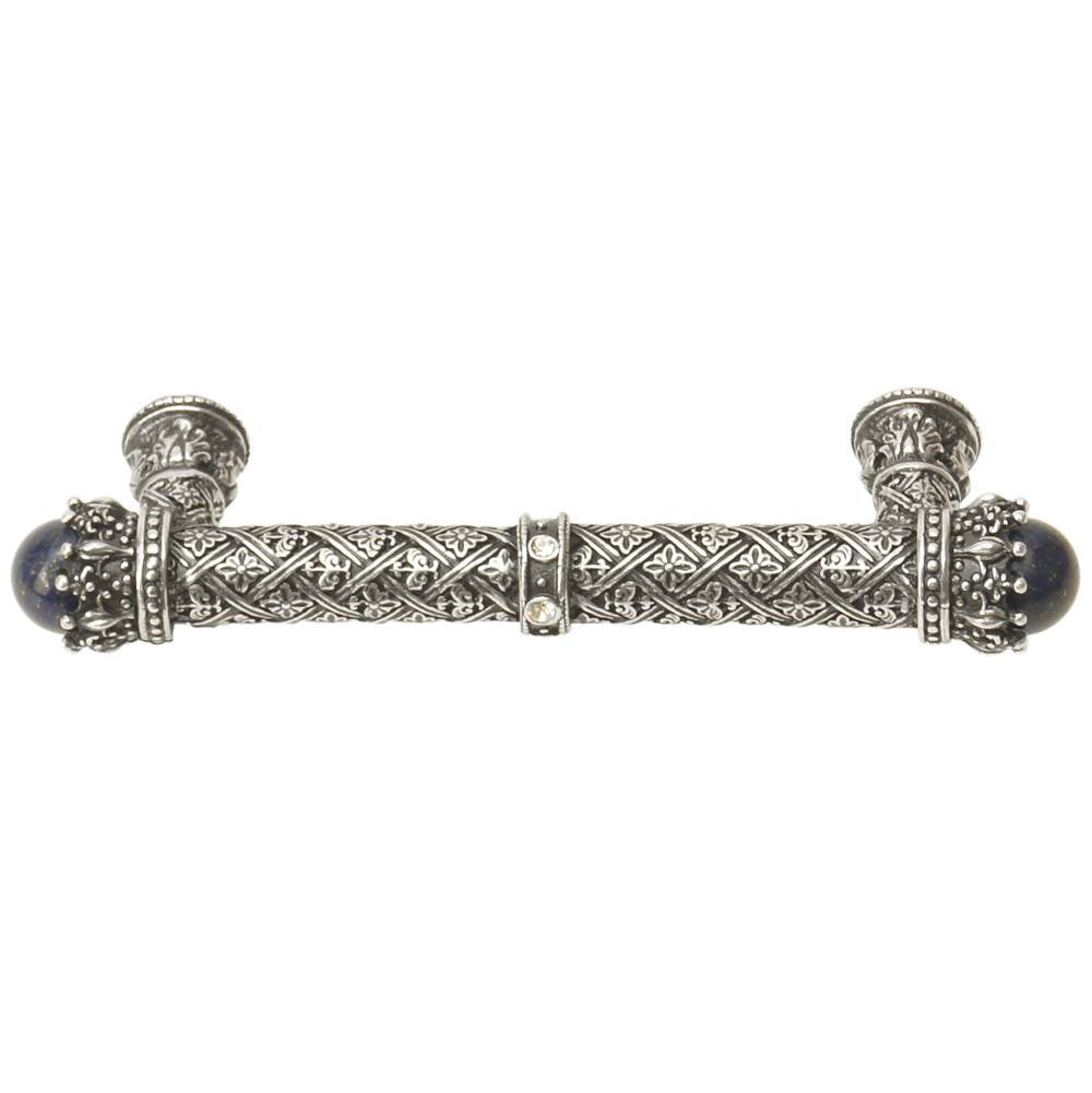 Carpe Diem 6529-3Clap Crowning Glory Queen Penelope Antique Brass Queen Penelope 4'' O.C. Pull W/ Swarovski Crystals and Semi-Precious Stones