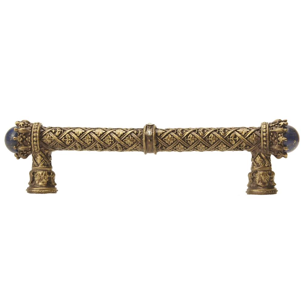 Carpe Diem 6530-3Clap Crowning Glory Queen Penelope Antique Brass Queen Penelope 5'' O.C. Pull W/ Swarovski Crystals and Semi-Precious Stones