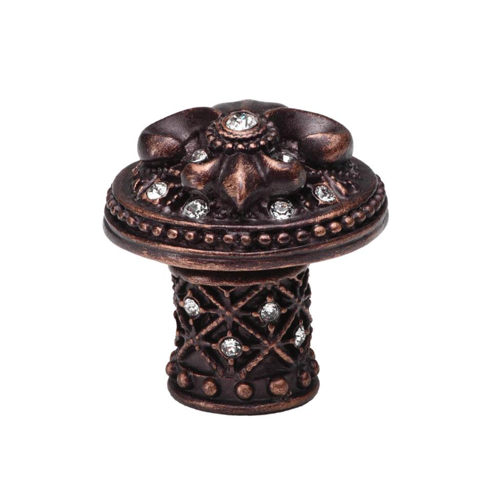 Carpe Diem Hardware - Versailles Large Round Knob Fleur De Lys Decorative Column Foot w/ Swarovski Crystals - Chalice