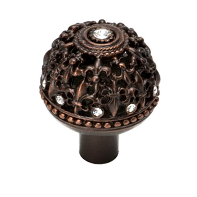 Carpe Diem Hardware - Versailles Large Round Knob Fleur De Lys Open Basket w/ Swarovski Crystals - Chalice