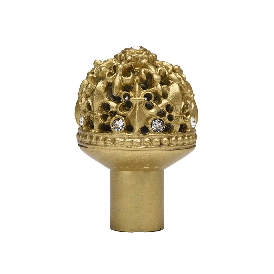 Carpe Diem Hardware - Carpe Diem Hardware 7613-27C Versailles Soft Gold Medium Round Knob Fleur De Lys Open Basket W/ Swarovski Crystals - Soft Gold