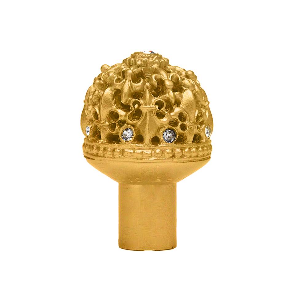 Carpe Diem Hardware - Carpe Diem Hardware 7613-8C Versailles Gilded Mercury Medium Round Knob Fleur De Lys Open Basket W/ Swarovski Crystals - Gilded Mercury