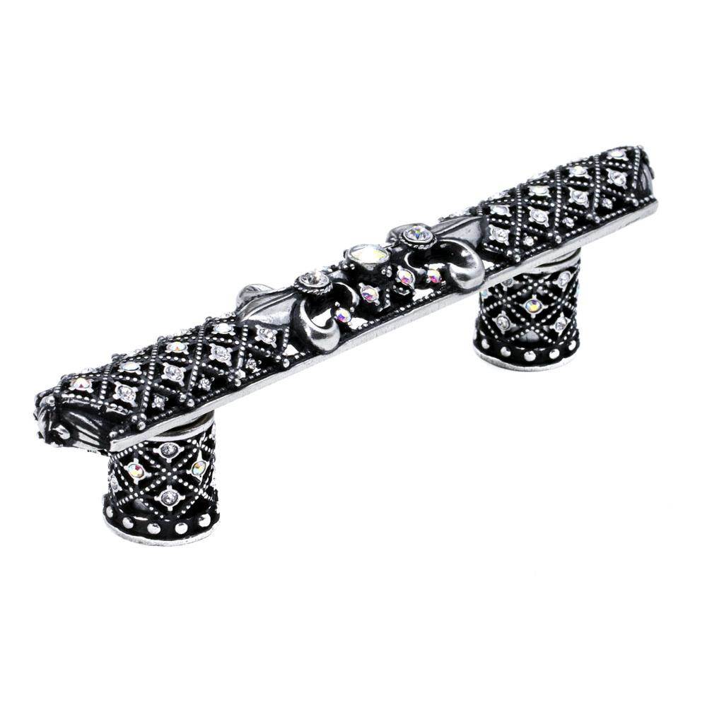 Carpe Diem Hardware - Versailles 3'' O.C. Small Pull Fleur De Lys w/ Swarovski Crystals And Decorative Column Feet - Chalice