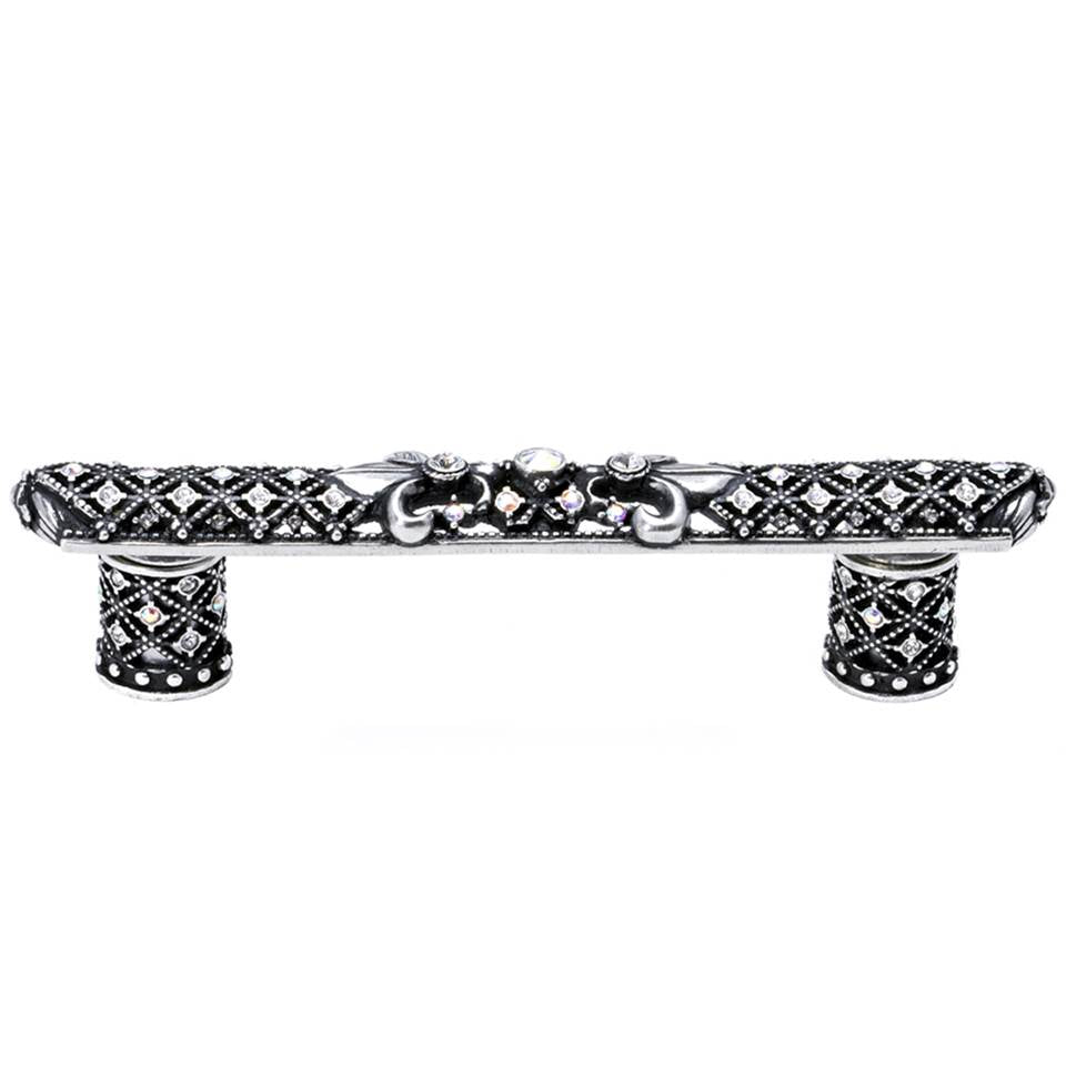 Carpe Diem Hardware - Carpe Diem Hardware 7635-9Cab Versailles Chalice 4'' O.C. Small Pull Fleur De Lys W/ Swarovski Crystals And Decorative Column Feet - Chalice