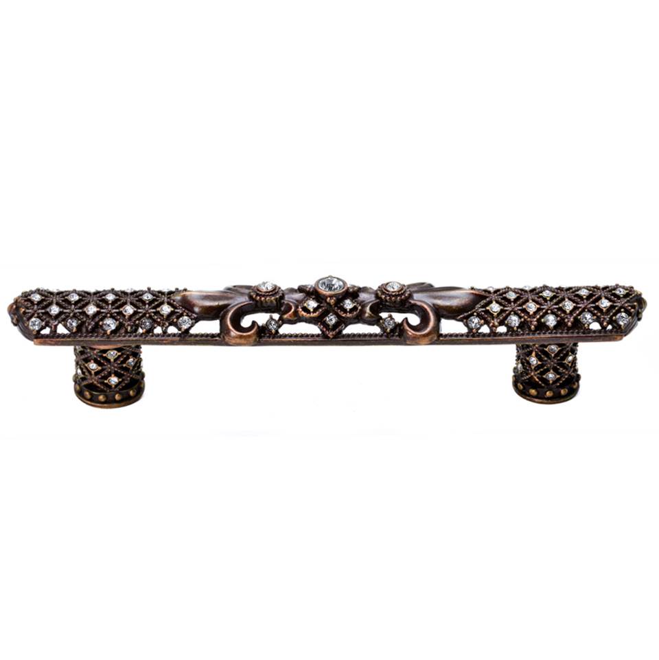 Carpe Diem Hardware - Carpe Diem Hardware 7638-22C Versailles Oil Rub Bronze 5'' O.C. Large Pull Fleur De Lys W/ Swarovski Crystals And Decorative Column Feet - Oil Rubbed Bronze