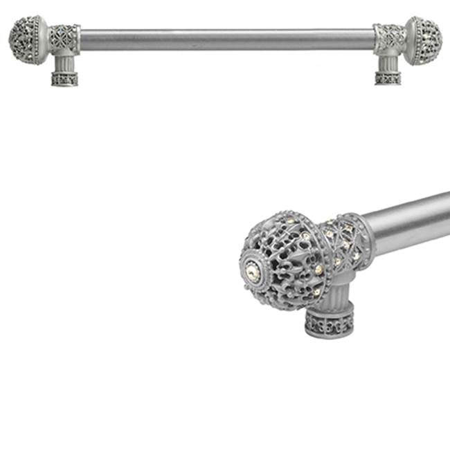 Carpe Diem Hardware - Versailles Fleur De Lys 12'' O.C.Approx Long Pull Large Finial w/ Swarovski Crystals w/ 5/8'' Reeded Center - Chalice