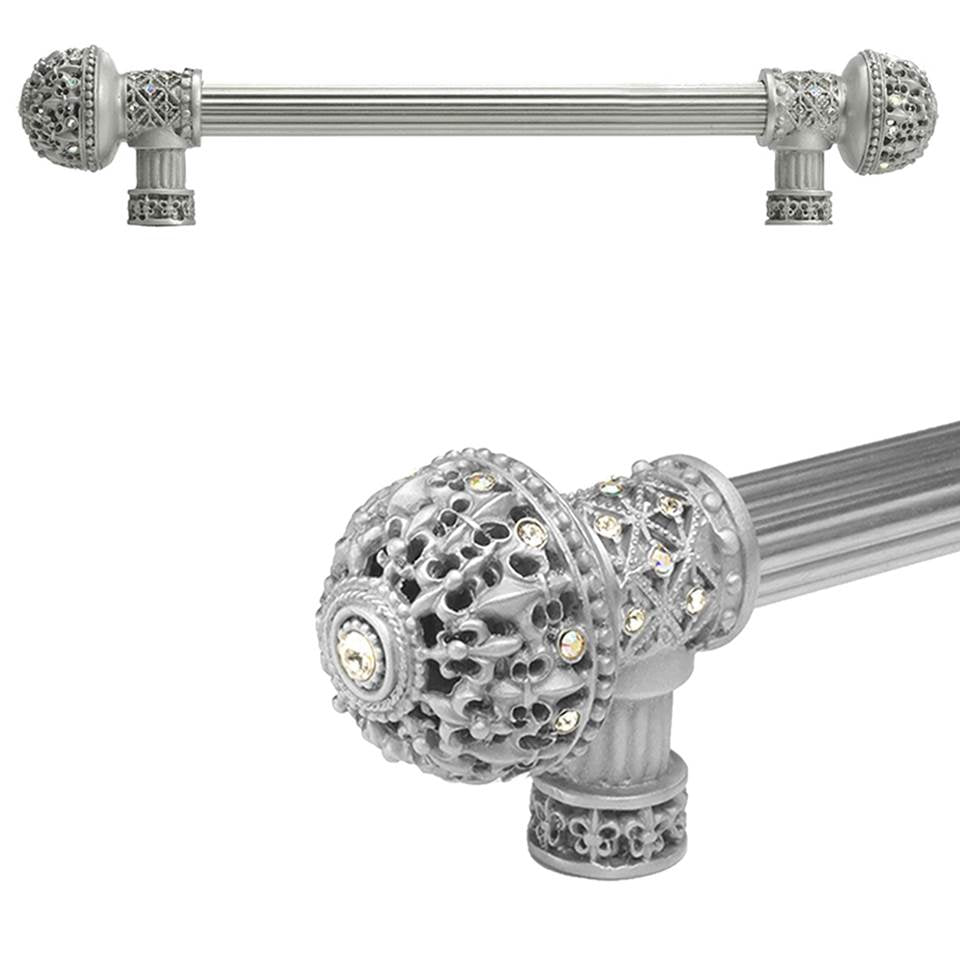 Carpe Diem Hardware - Carpe Diem Hardware 7647R-23Ab Versailles Chrysalis Fleur De Lys 9'' O.C. Approx Long Pull Large Finial W/ Swarovski Crystals W/ 5/8'' Reeded Center - Chrysalis