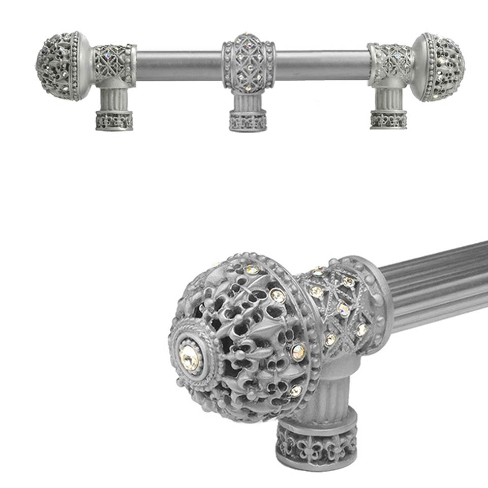 Carpe Diem Hardware - Carpe Diem Hardware 7660-23Ab Versailles Chrysalis Fleur De Lys 6'' O.C. Approx Long Pull Large Finial W/ Swarovski Crystals W/ 5/8'' Smooth Center W/ Center Brace - Chrysalis