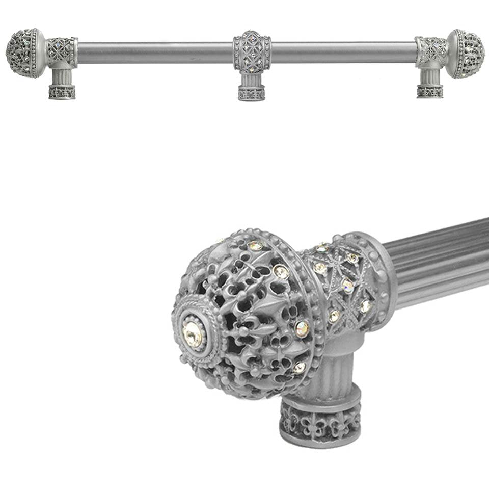 Carpe Diem Hardware - Carpe Diem Hardware 7663-23Ab Versailles Chrysalis Fleur De Lys 18'' O.C. Approx Long Pull Large Finial W/ Swarovski Crystals W/ 5/8'' Smooth Center W/ Center Brace - Chrysalis