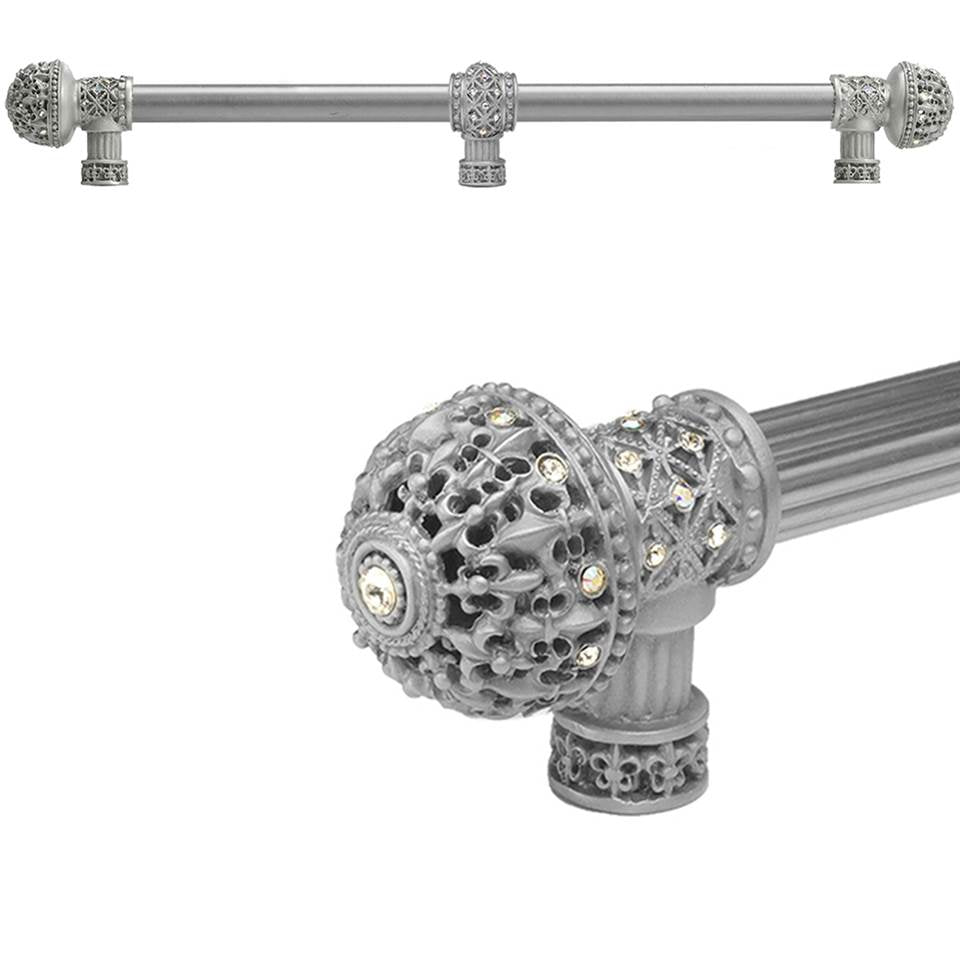 Carpe Diem Hardware - Carpe Diem Hardware 7664-23Ab Versailles Chrysalis Fleur De Lys 22'' O.C. Approx Long Pull Large Finial W/ Swarovski Crystals W/ 5/8'' Smooth Center W/ Center Brace - Chrysalis