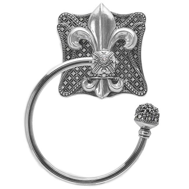 Carpe Diem Hardware - Versailles Swing Towel Reeded Ring Left w/Swarovski Crystals - Chalice