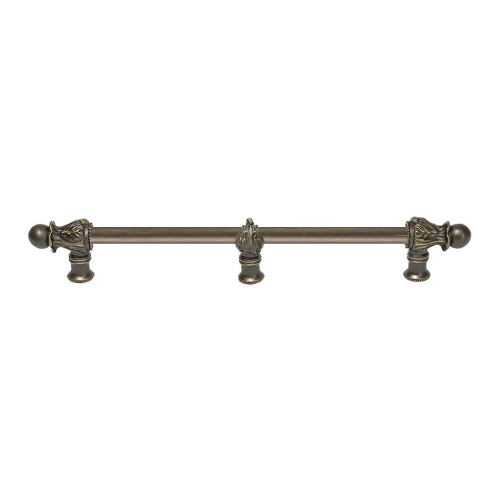 Carpe Diem Hardware - Acanthus 12'' O.C. (Approx.) With 1/2'' Round Smooth Bar Romanesque Style With Center Brace - Antique Brass