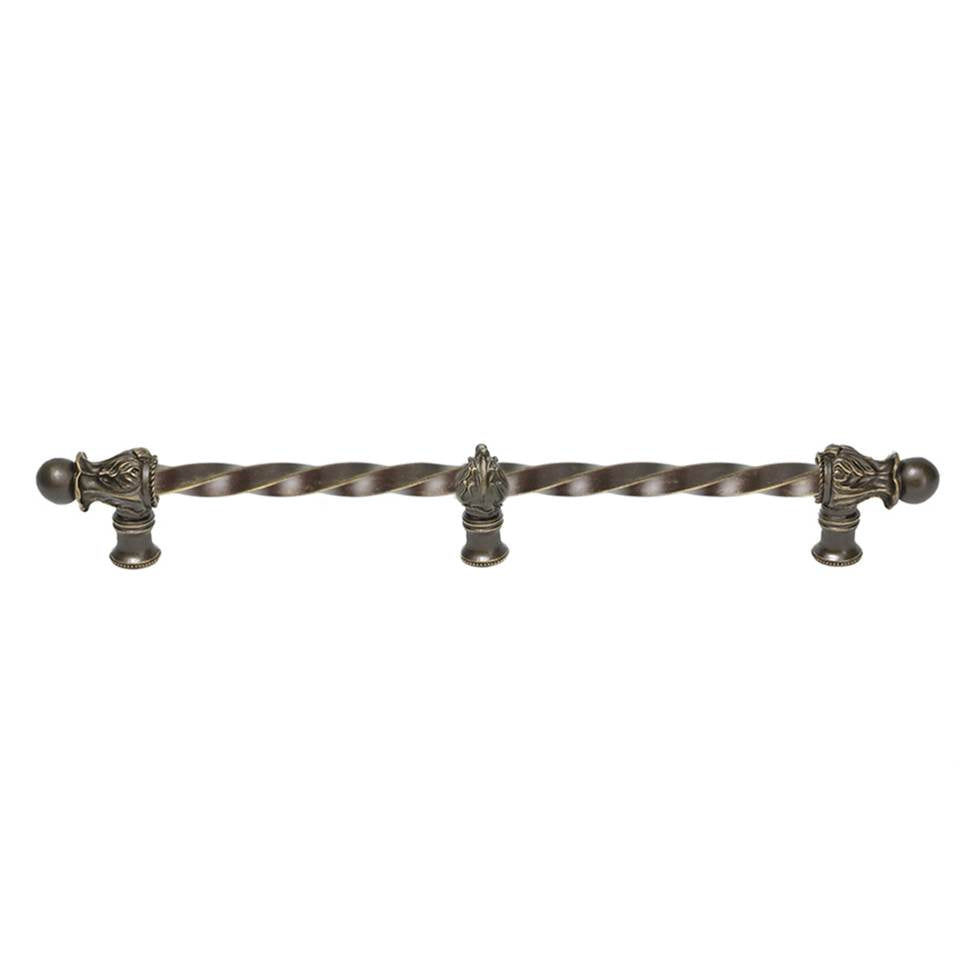 Carpe Diem Hardware - Acanthus 18'' O.C. (Approx.) With 3/8'' Twist Bar Romanesque Style With Center Brace - Antique Brass