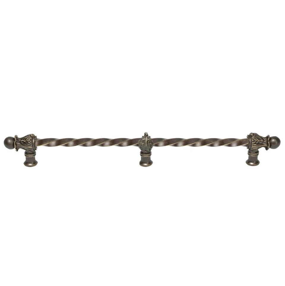 Carpe Diem Hardware - Acanthus 22'' O.C. (Approx.) With 3/8'' Twist Bar Romanesque Style With Center Brace - Antique Brass