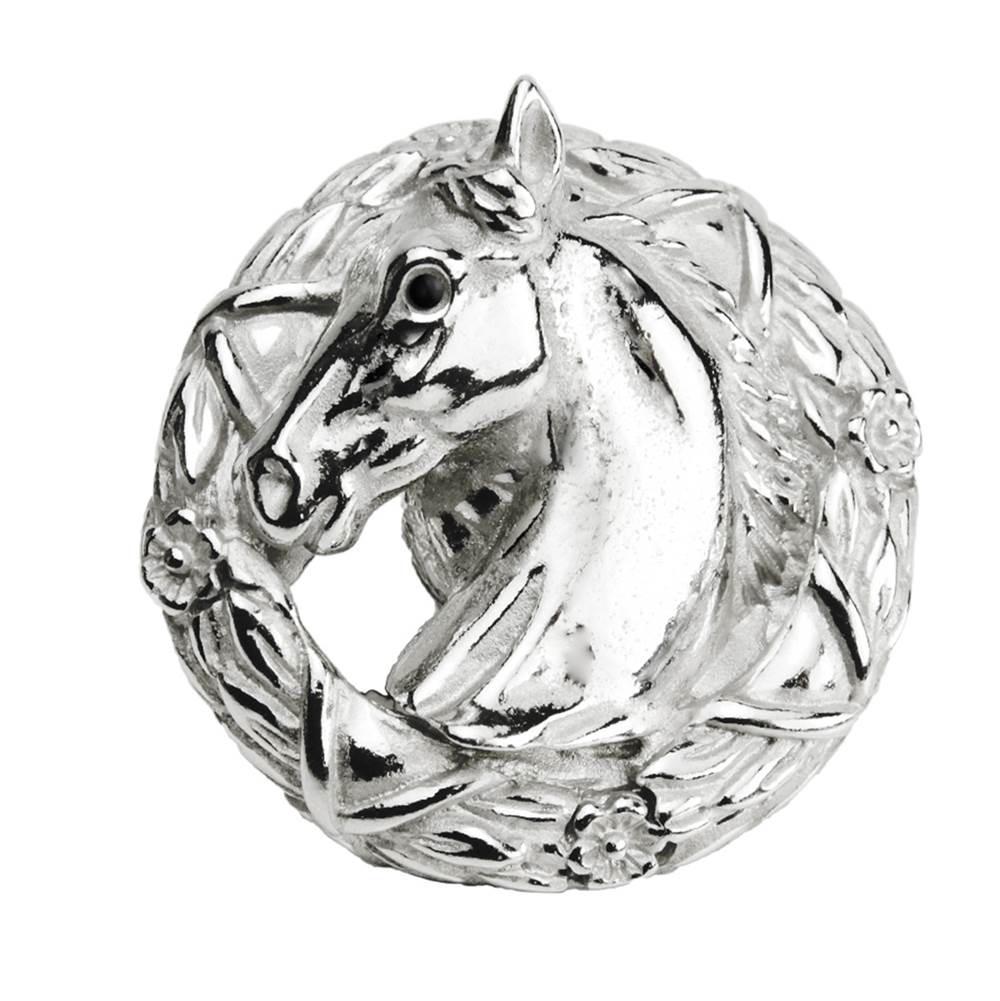 Horse In Classic Laurel Leaf Wreath Knob Left