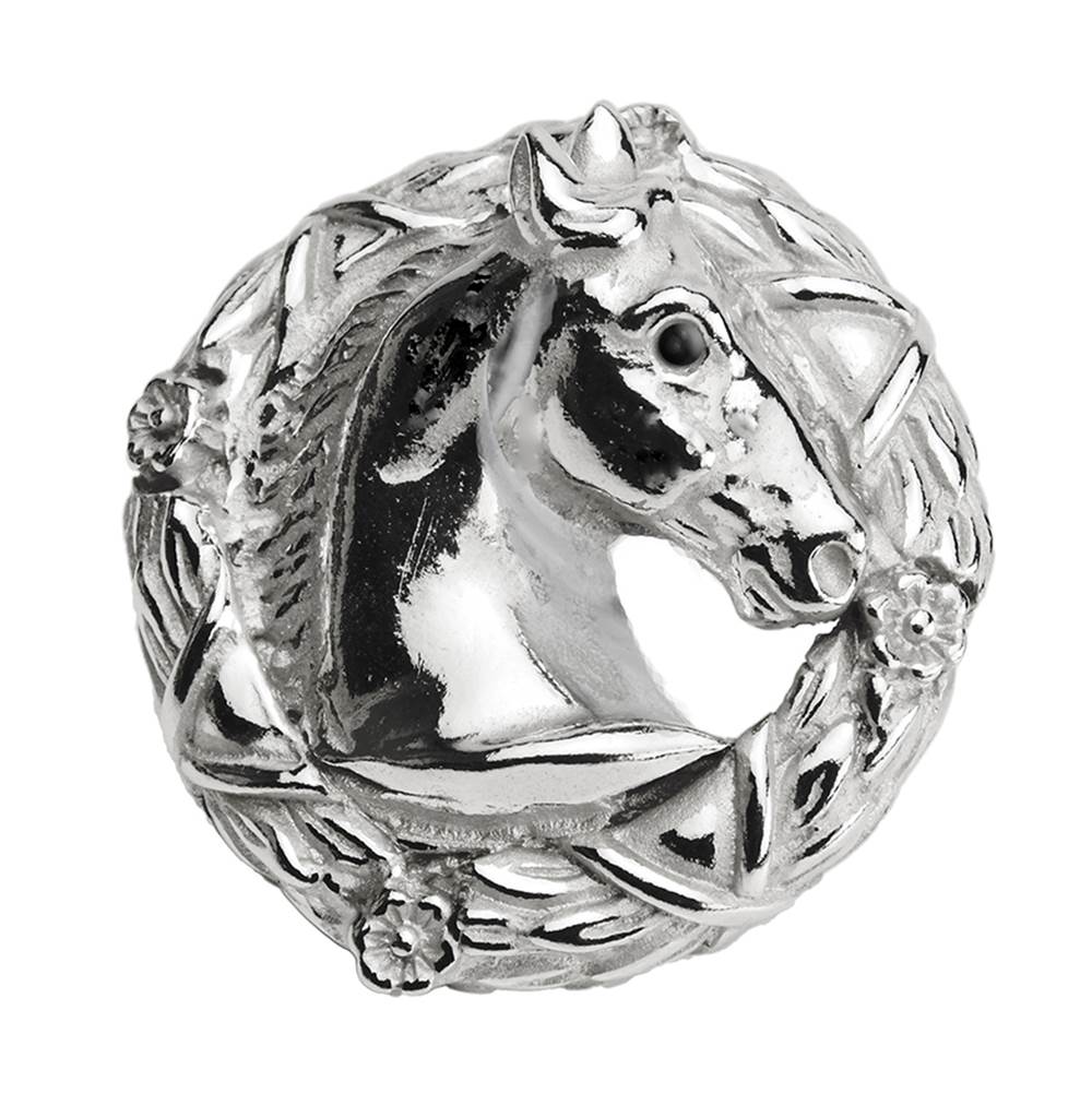 Horse In Classic Laurel Leaf Wreath Knob Right