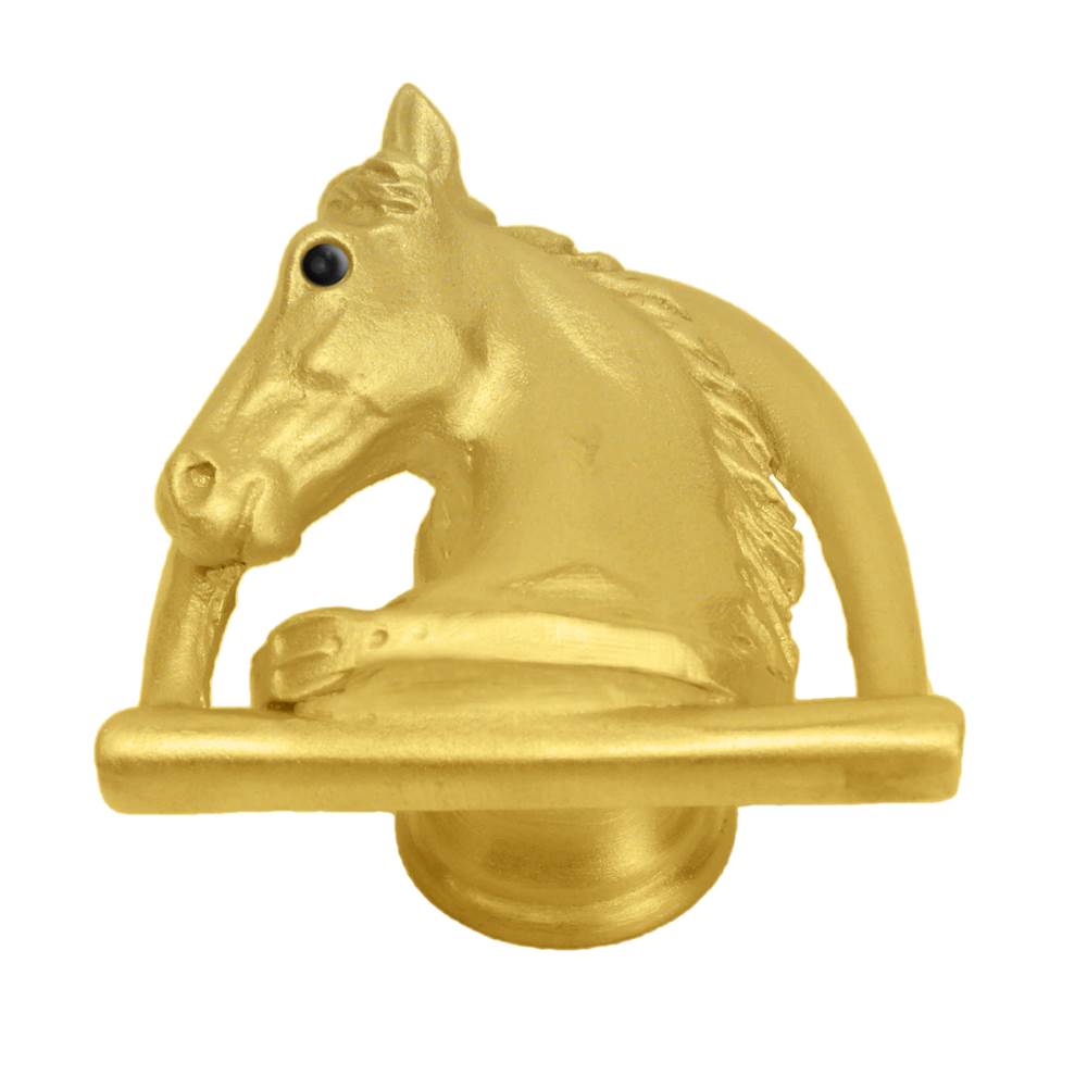 Carpe Diem Hardware - Horse In Stirrup W/ Strap Knob Left - Gilded Mercury