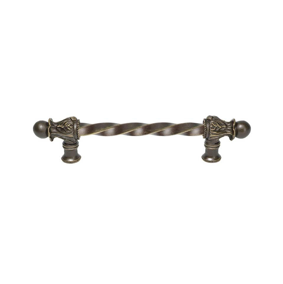 Carpe Diem Hardware - Acanthus 6'' O.C. (Approx.) With 3/8'' Twist Bar Long Pull Romanesque Style In Antique Brass. - Antique Brass