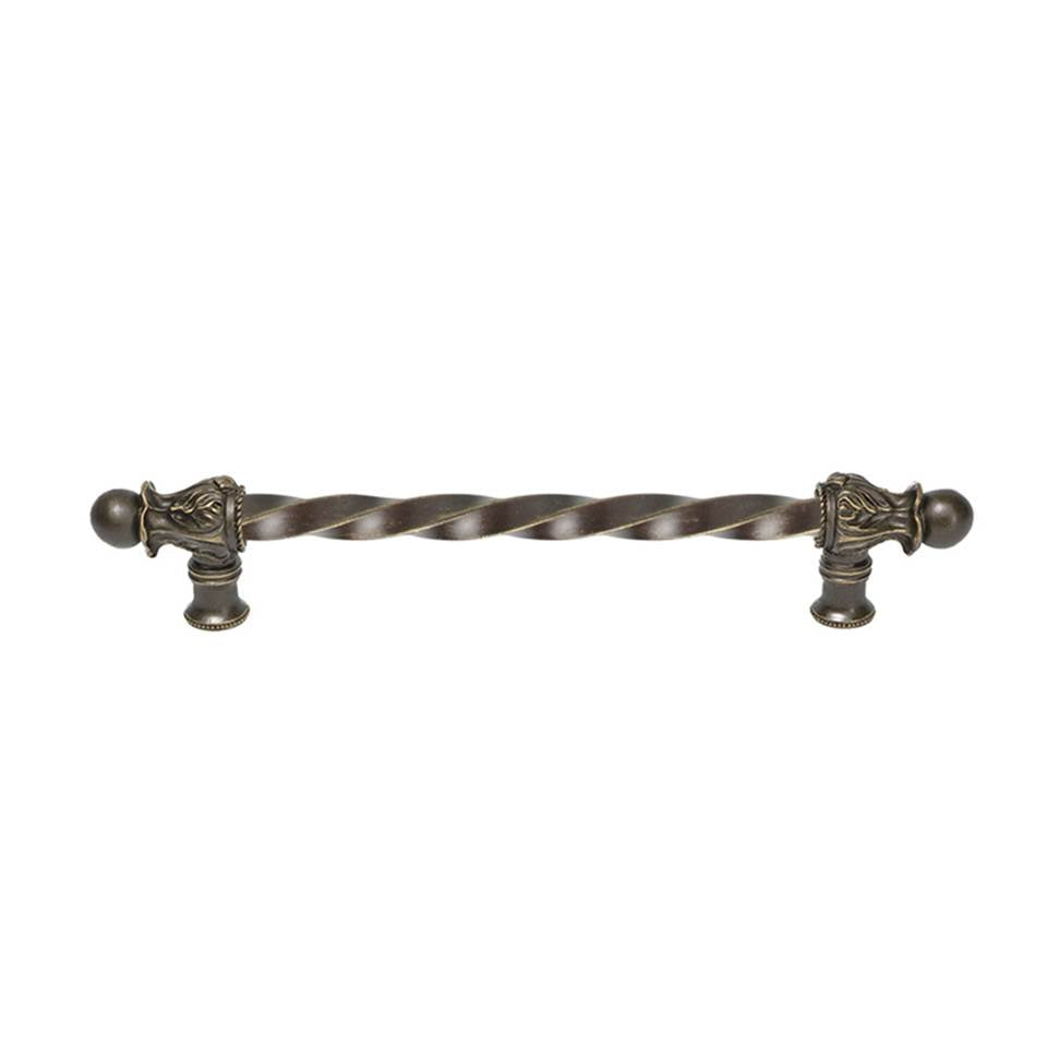 Carpe Diem Hardware - Acanthus 9'' O.C. (Approx.) With 3/8'' Twist Bar Long Pull Romanesque Style In Antique Brass. - Antique Brass