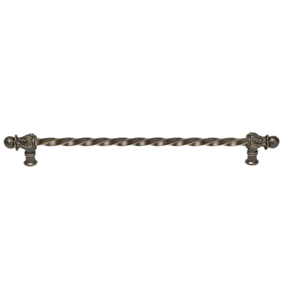 Carpe Diem Hardware - Acanthus 22'' O.C. (Approx.) With 3/8'' Twist Bar Long Pull Romanesque Style In Antique Brass. - Antique Brass