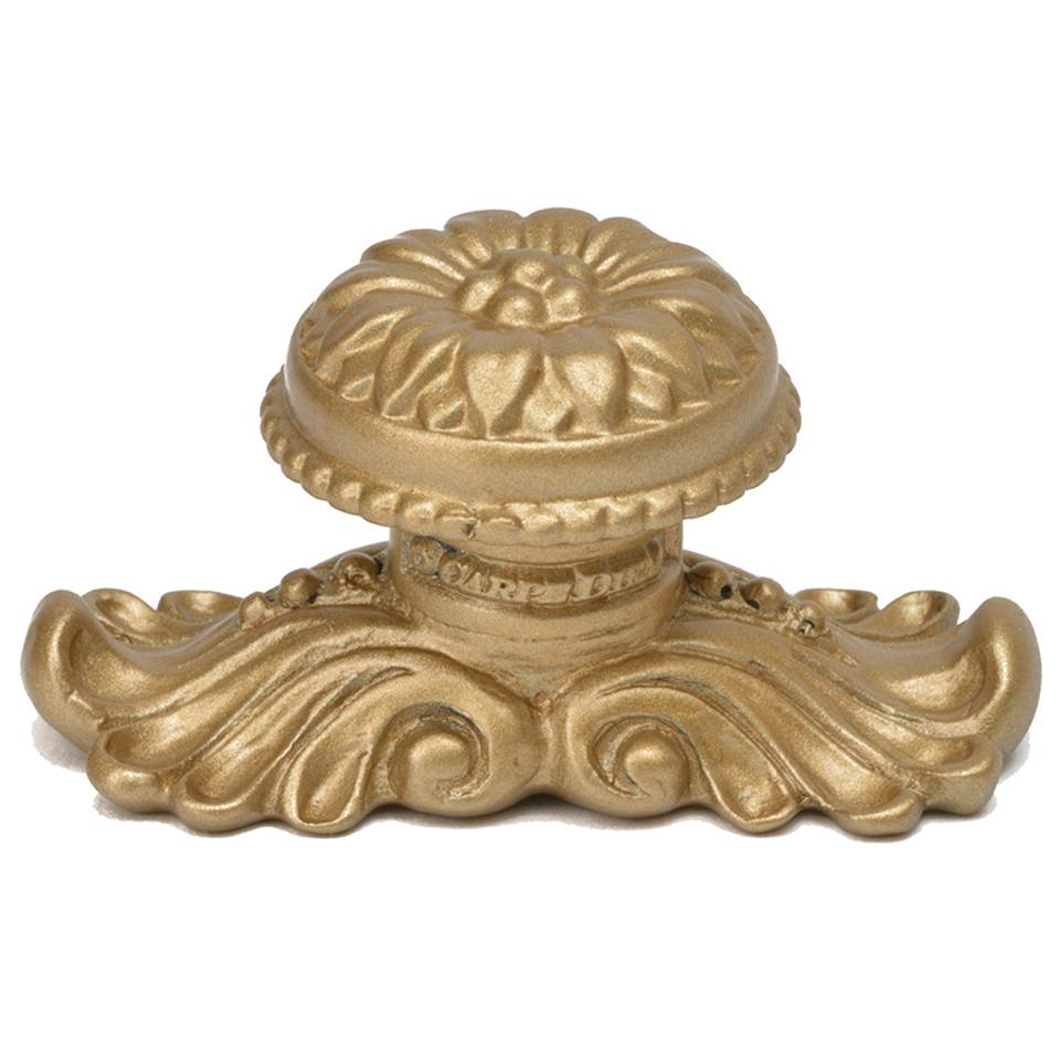 Carpe Diem Hardware - Acanthus Large Knob With Flared Foot Rosette Style With Medium Backplate In Soft Gold. - Soft Gold