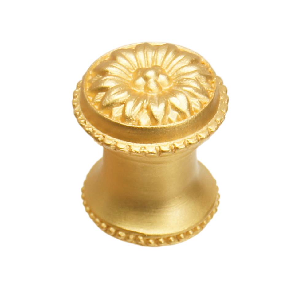 Carpe Diem Hardware - Acanthus Small Knob With Flared Foot Rosette Style In Antique Brass. - Gilded Mercury