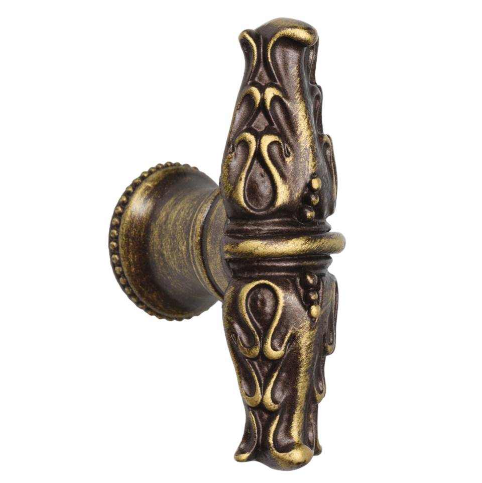 Carpe Diem Hardware - Acanthus Leaves Large Knob With Flared Foot Romanesque Style In Antique Brass. - Antique Brass