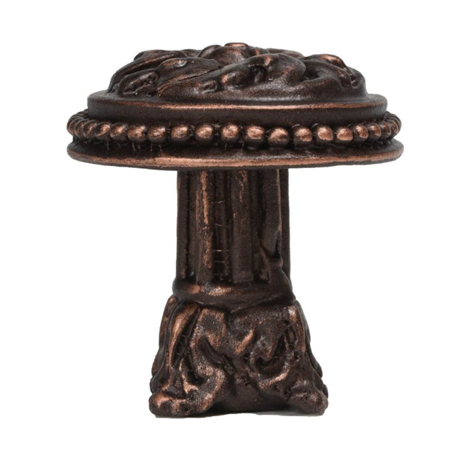 Carpe Diem Hardware - Acanthus and Beaded Large Knob With Column Base Rosette Style - Oil Rubbed Bronze