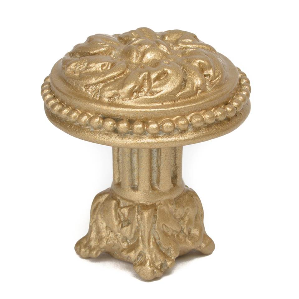 Carpe Diem Hardware - Acanthus and Beaded Large Knob With Column Base Rosette Style In Soft Gold. - Soft Gold