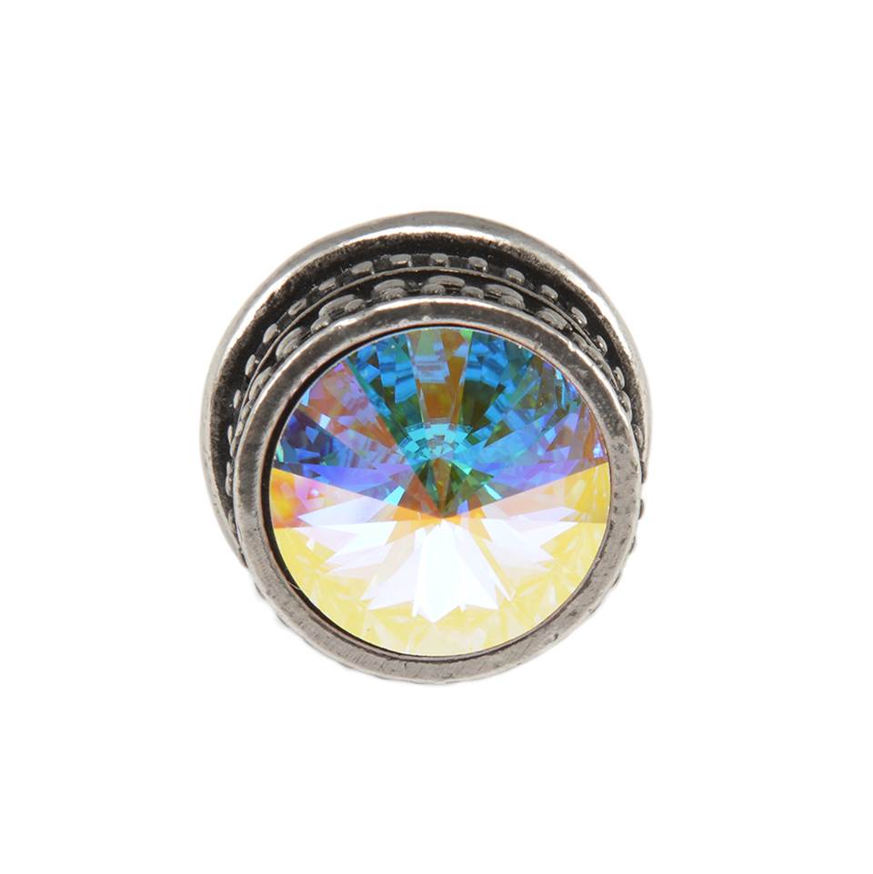 Cache Medium Round Knob With An 18Mm Swarovski Aurore Boreale Crystals