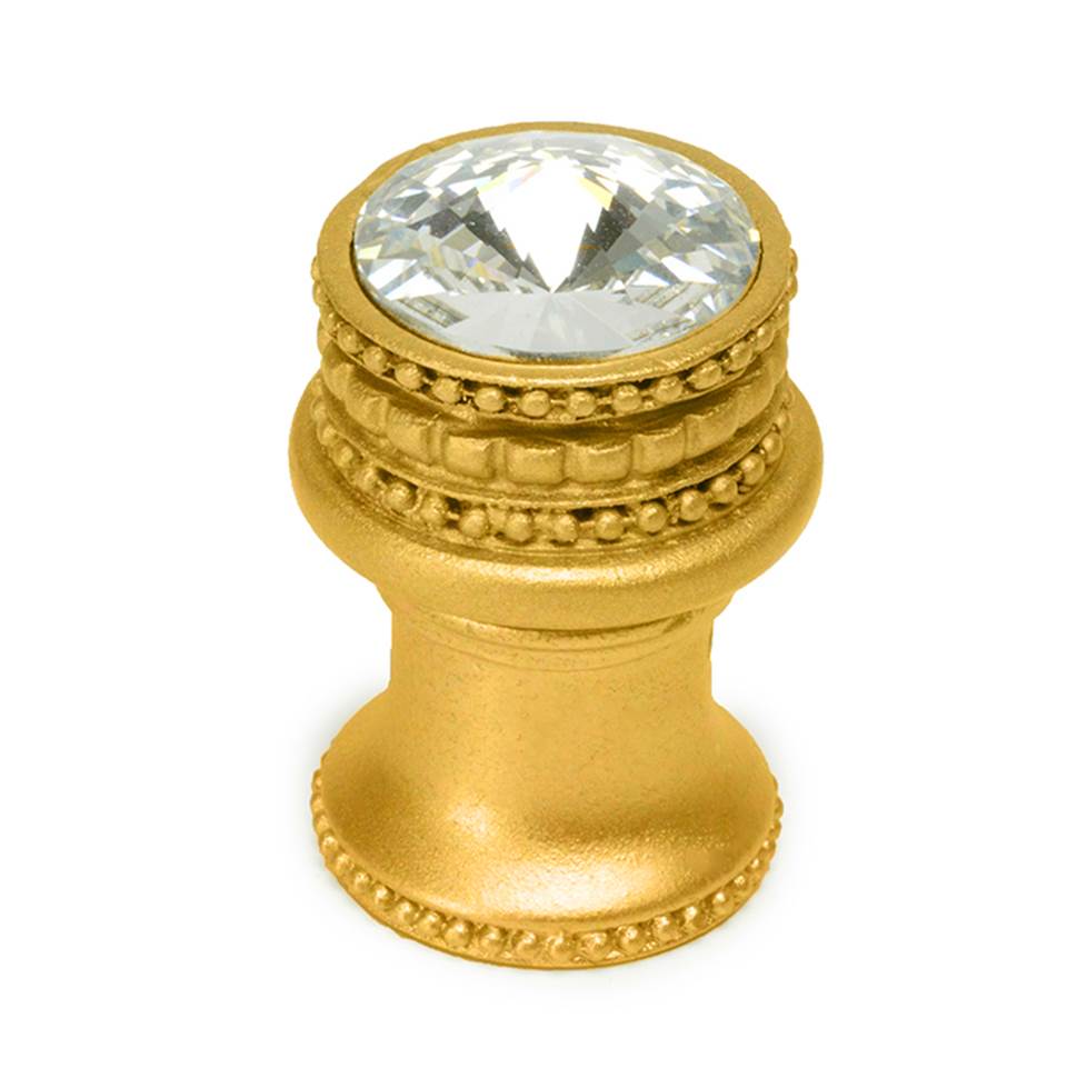 Carpe Diem Hardware - Cache Medium Round Knob w/ Flared Foot w/ An 18Mm Swarovski Crystal - Gilded Mercury