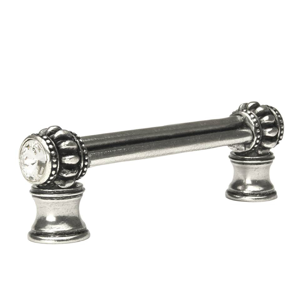 Cache Double 3'' O.C. Pull With Flared Foot With 2 Rivoli Swarovski Clear Crystals In Satin.
