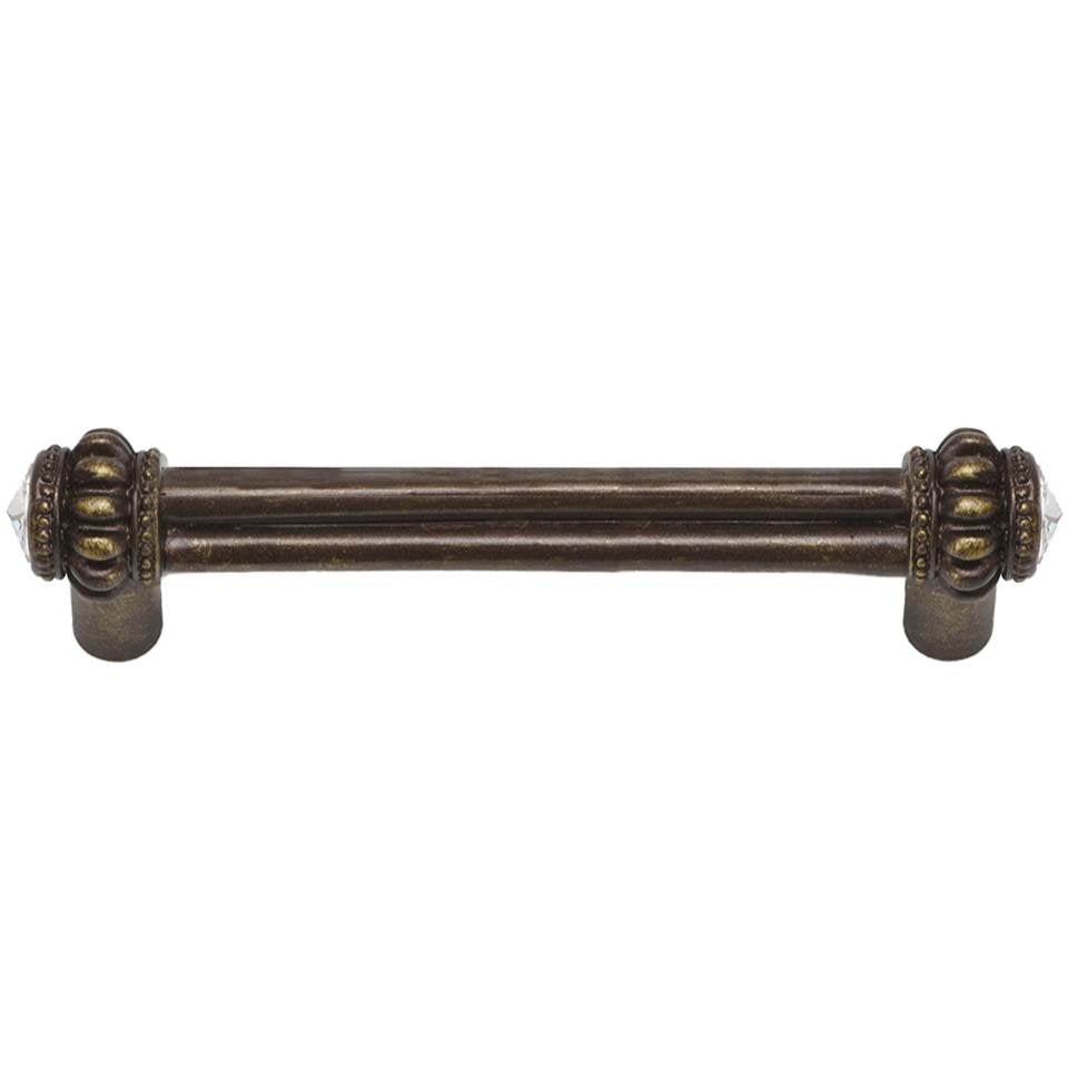 Cache Double 4'' O.C. Pull With 2 Rivoli Swarovski Clear Crystals