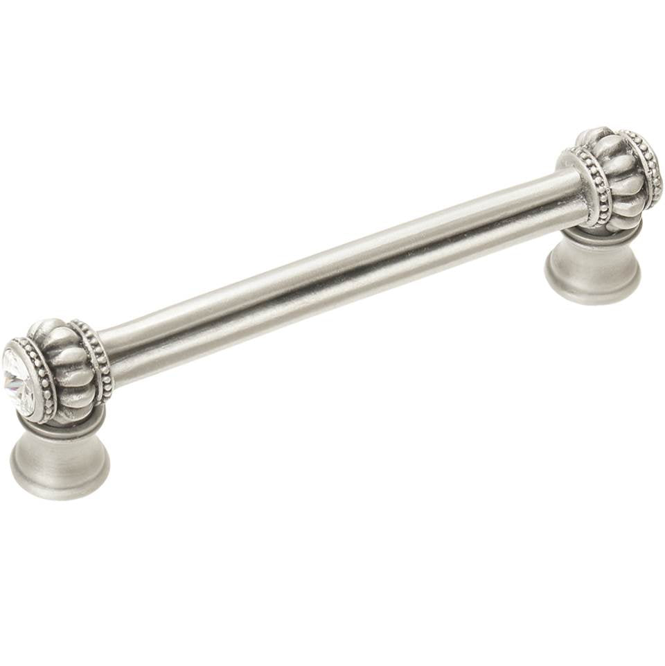 Cache Double 4'' O.C. Pull With Flared Foot With 2 Rivoli Swarovski Clear Crystals In Satin.