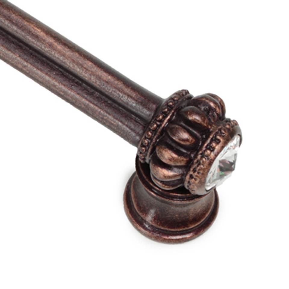 Cache Double 4'' O.C. Pull With Flared Foot With 2 Rivoli Swarovski Clear Crystals In Satin.