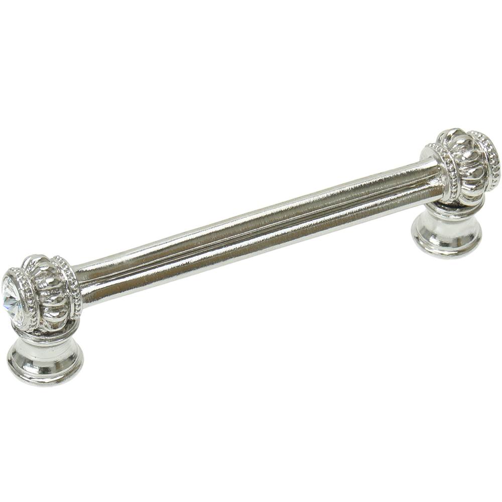 Cache Double 4'' O.C. Pull With Flared Foot With 2 Rivoli Swarovski Clear Crystals In Satin.