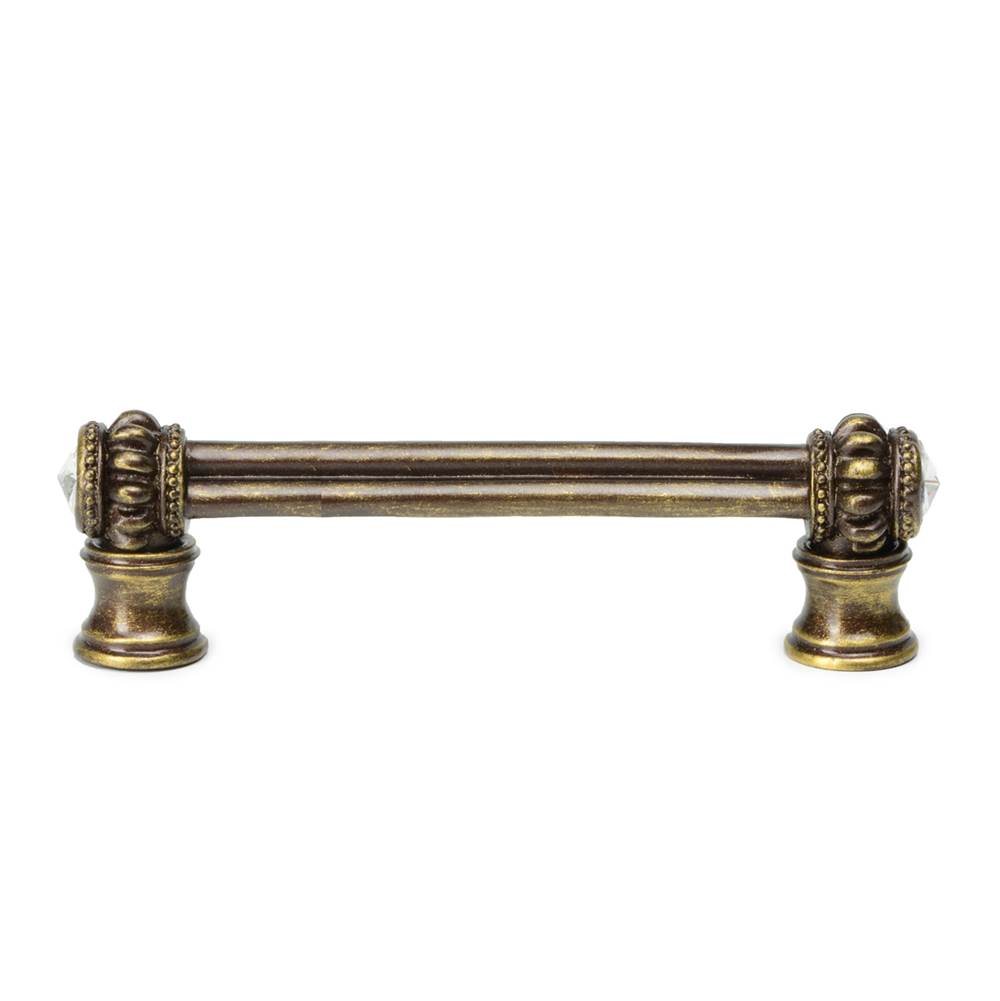 Cache Double 4'' O.C. Pull With Flared Foot With 2 Rivoli Swarovski Clear Crystals In Satin.