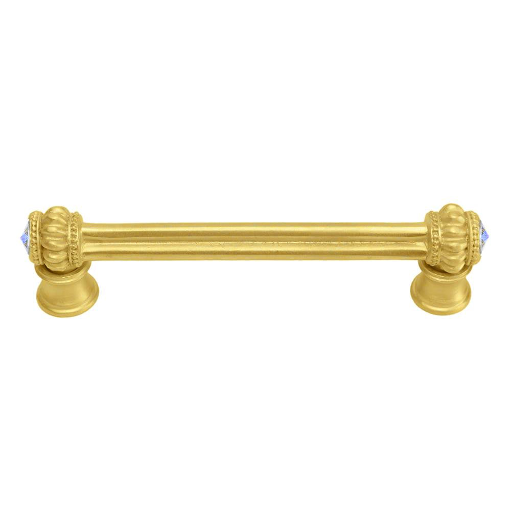Carpe Diem Hardware - Cache Double 4'' O.C. Pull With Flared Foot With 2 Rivoli Swarovski Aurore Boreale Crystals - Gilded Mercury