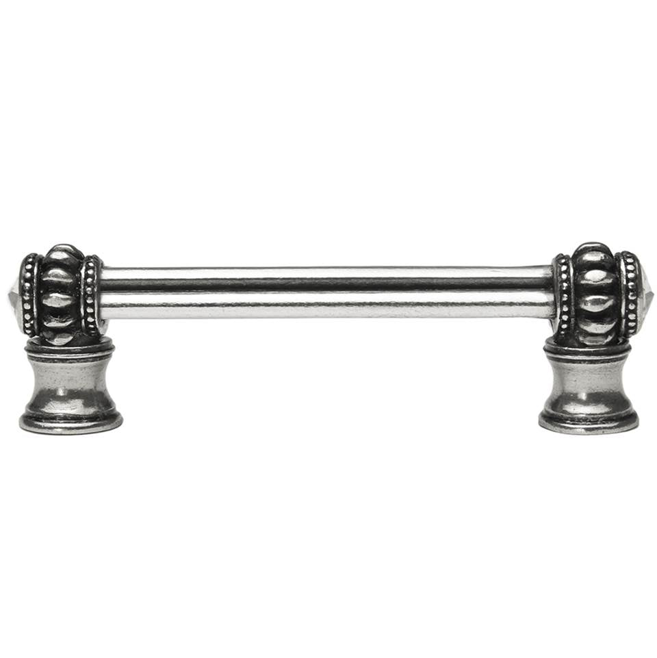 Cache Double 4'' O.C. Pull With Flared Foot With 2 Rivoli Swarovski Clear Crystals In Satin.