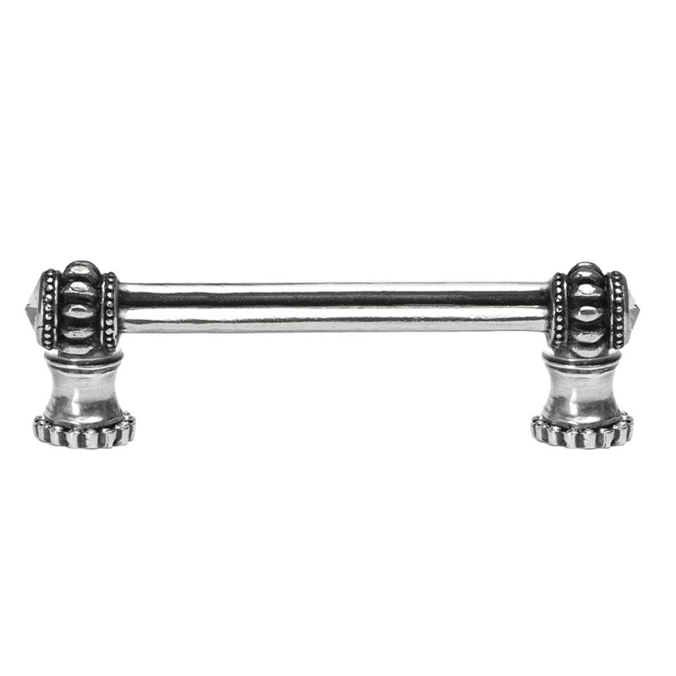 Carpe Diem Hardware - Cache Double 4'' O.C. Pull With Halos Platforms With 40 Swarovski Clear Crystals - Chalice
