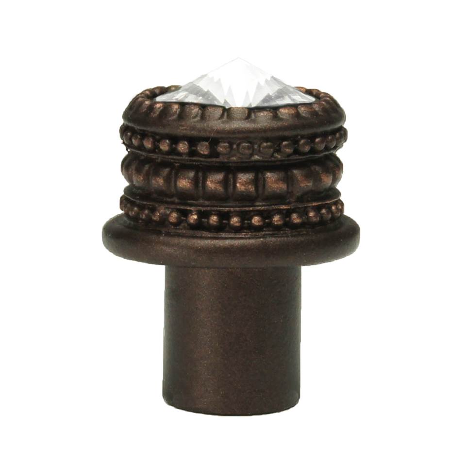 Cache Medium Round Knob With An 16Mm Rivoli Swarovski Clear Crystal