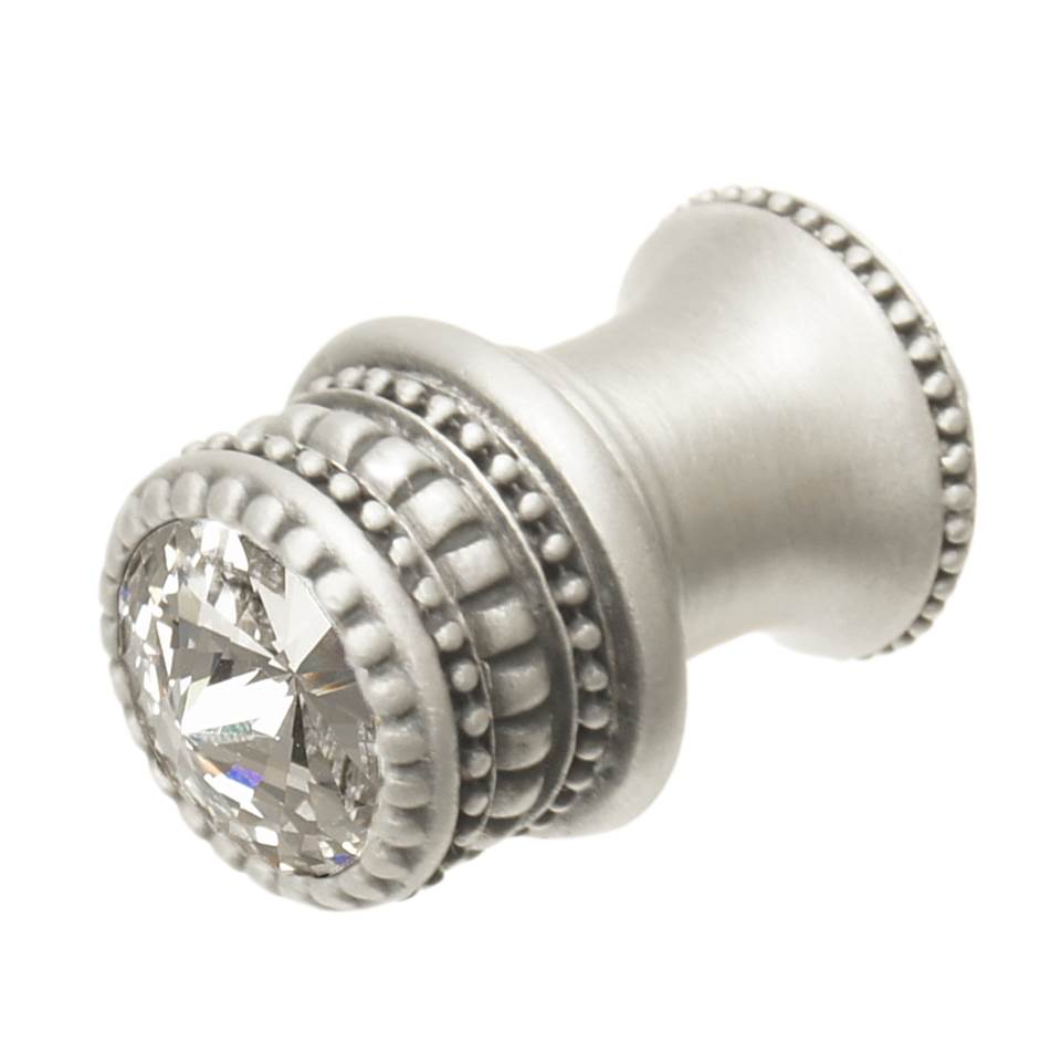 Cache Medium Round Knob With Flared Foot With An 16Mm Swarovski Clear Crystal In Satin.