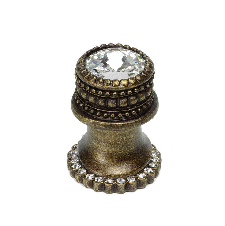 Cache Medium Round Knob With Halo Platform With 24 Swarovski Clear Crystals